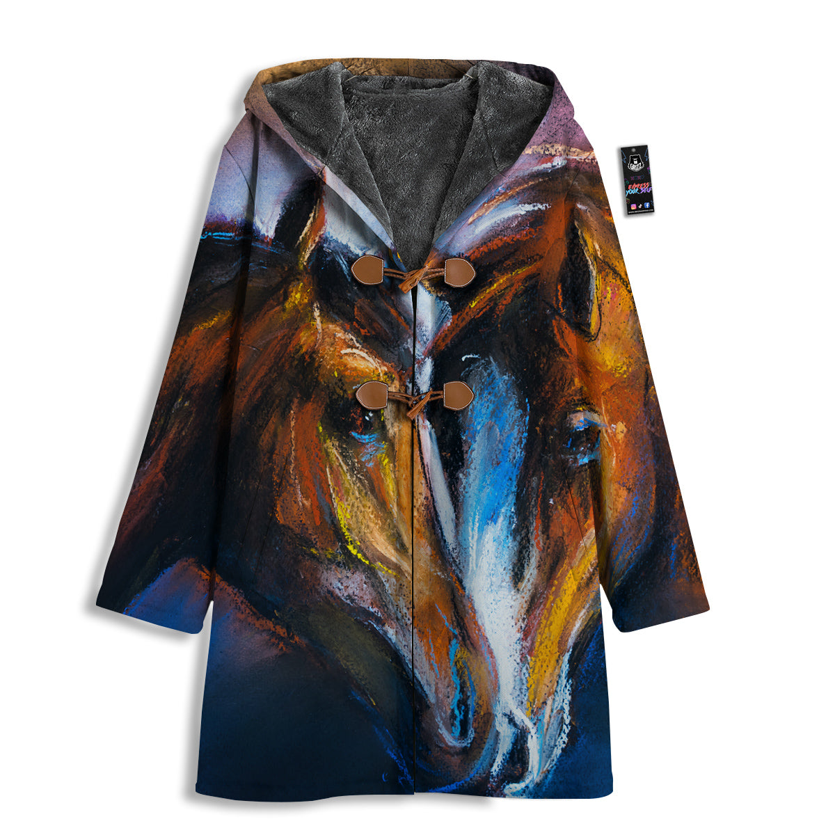 Painting Couple Horses Print Men's Windbreaker Jacket-grizzshop