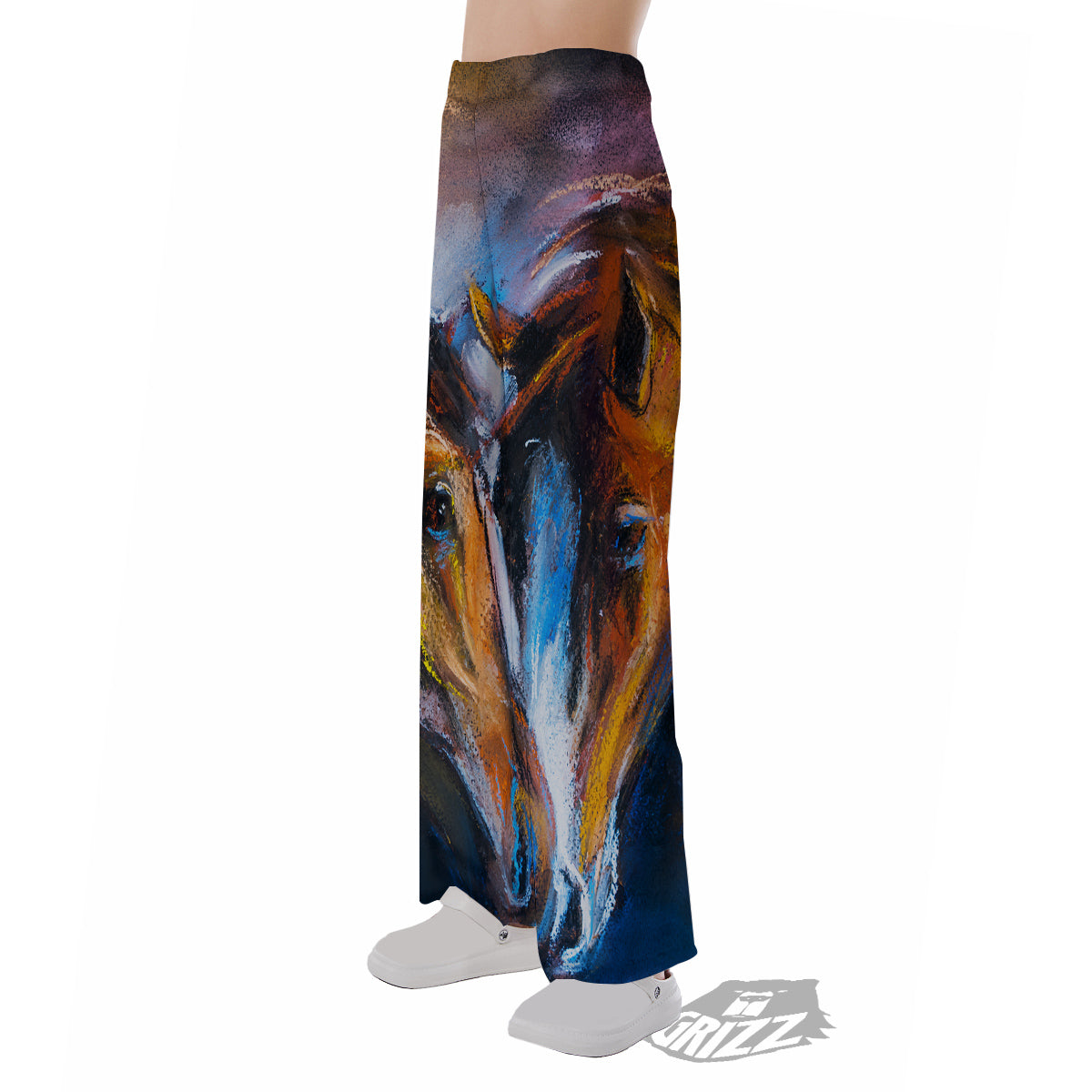 Painting Couple Horses Print Pajama Pants-grizzshop