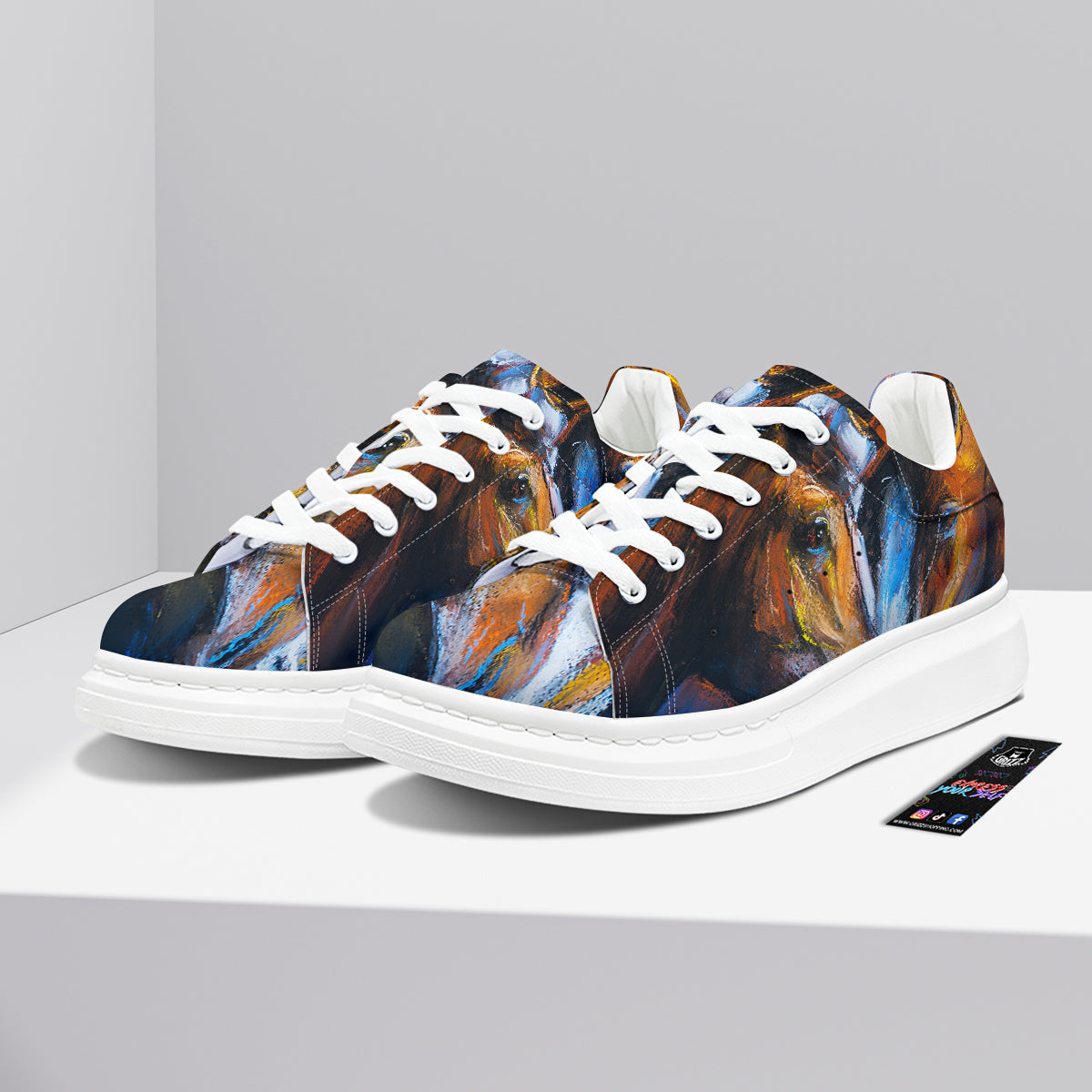 Painting Couple Horses Print Platform Shoes-grizzshop