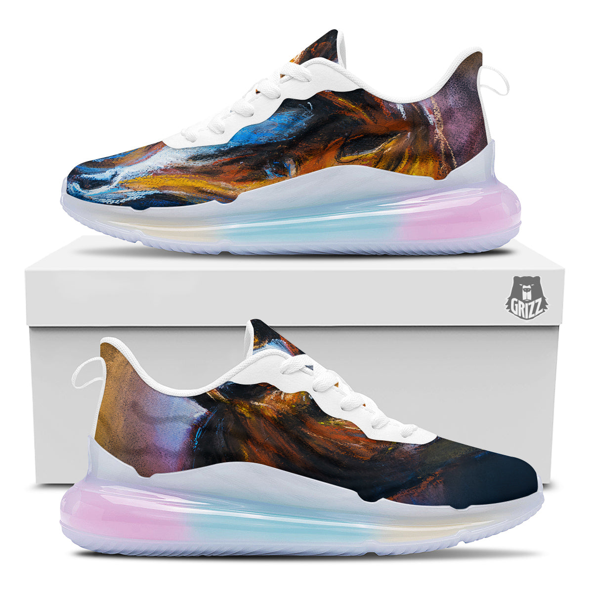 Painting Couple Horses Print Running Sneakers-grizzshop