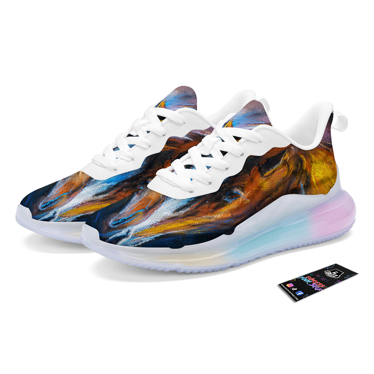 Painting Couple Horses Print Running Sneakers-grizzshop