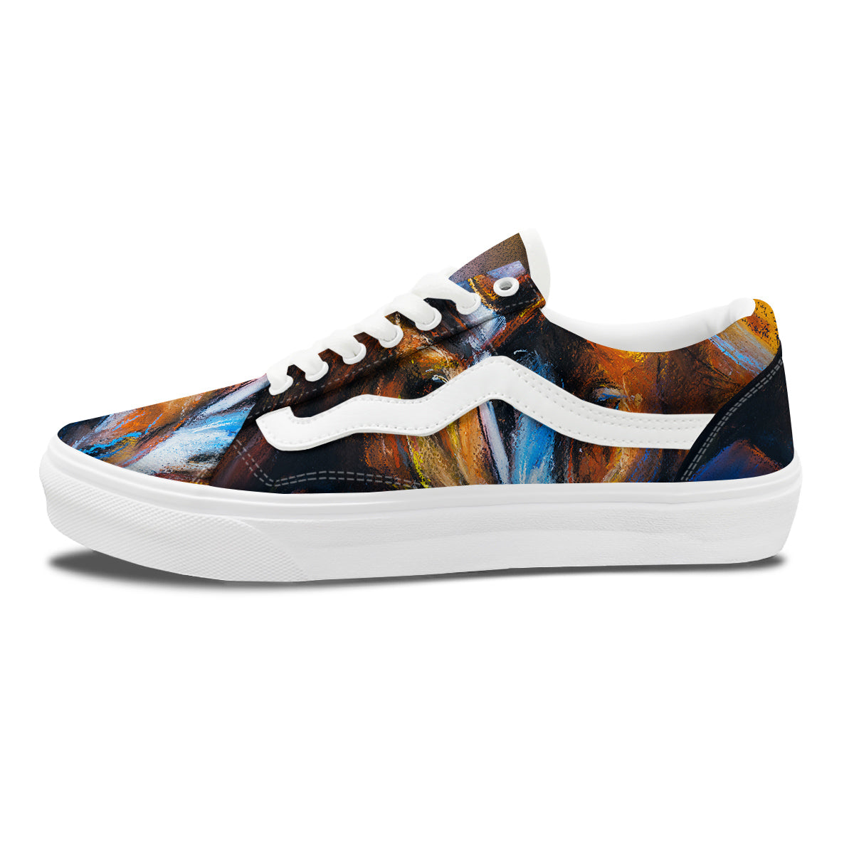 Painting Couple Horses Print Skate Shoes-grizzshop