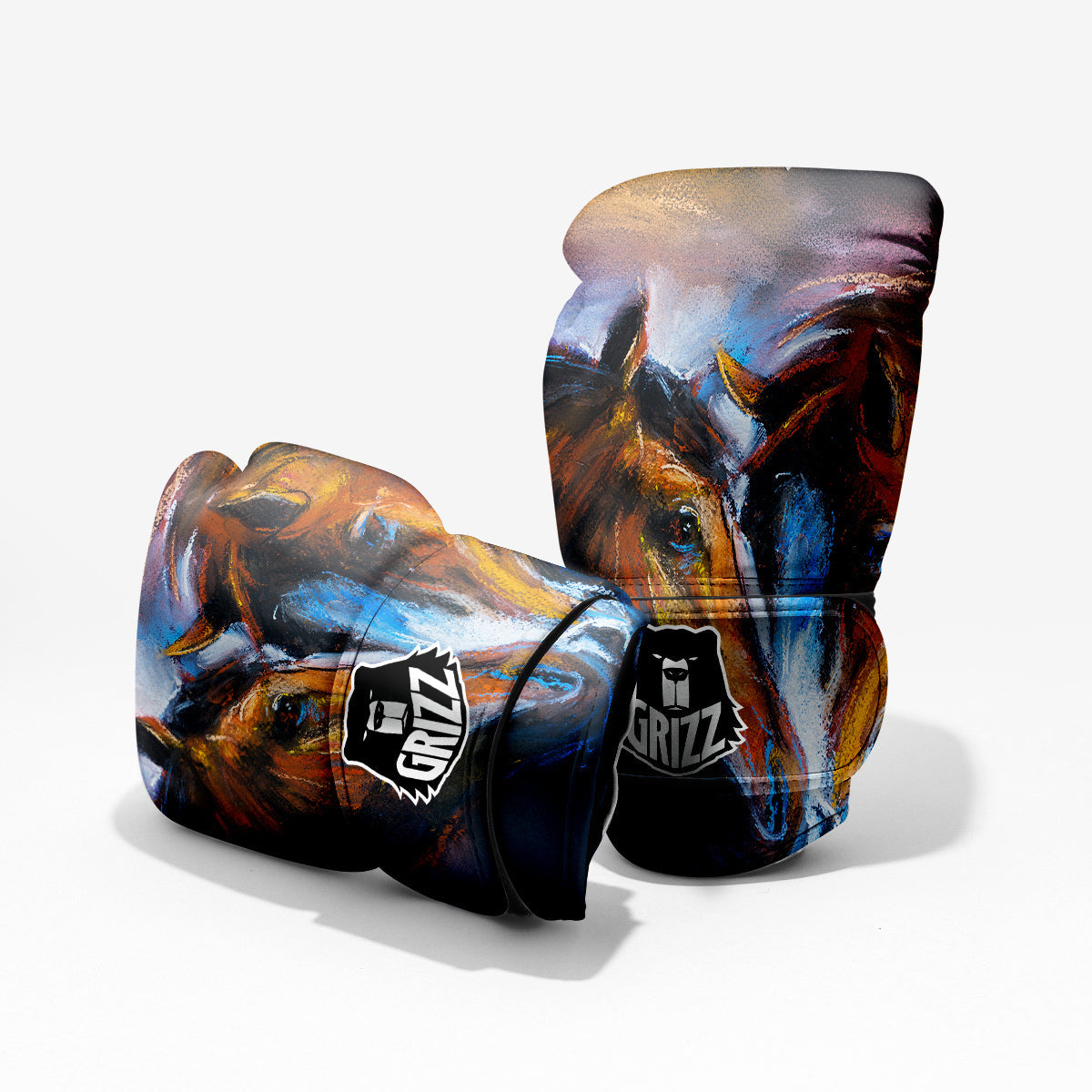 Painting Couple Horses Print Pro Boxing Glove