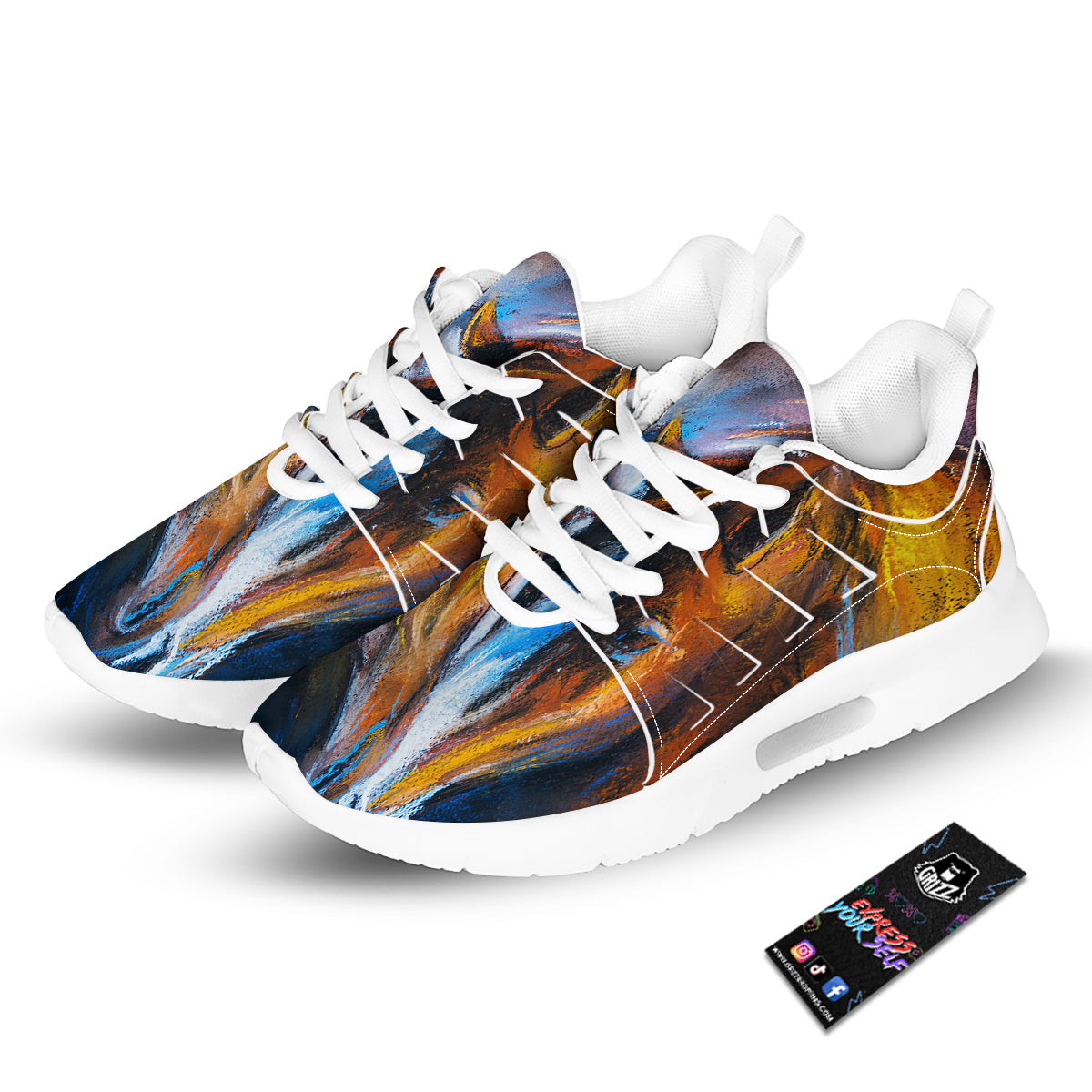 Painting Couple Horses Print Tennis Shoes-grizzshop