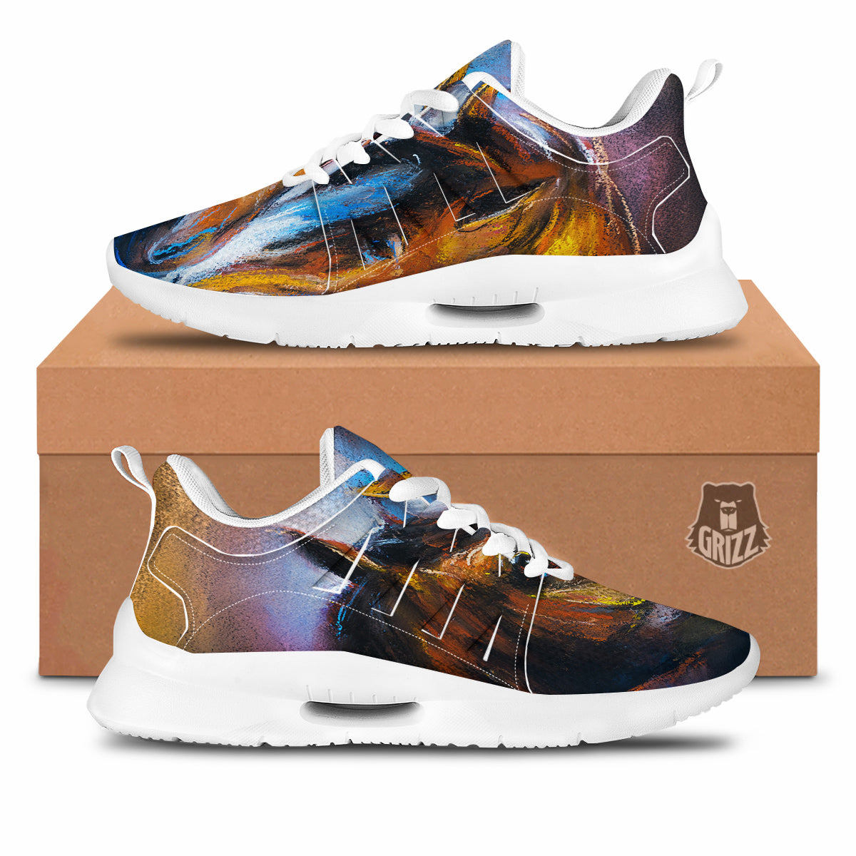 Painting Couple Horses Print Tennis Shoes-grizzshop