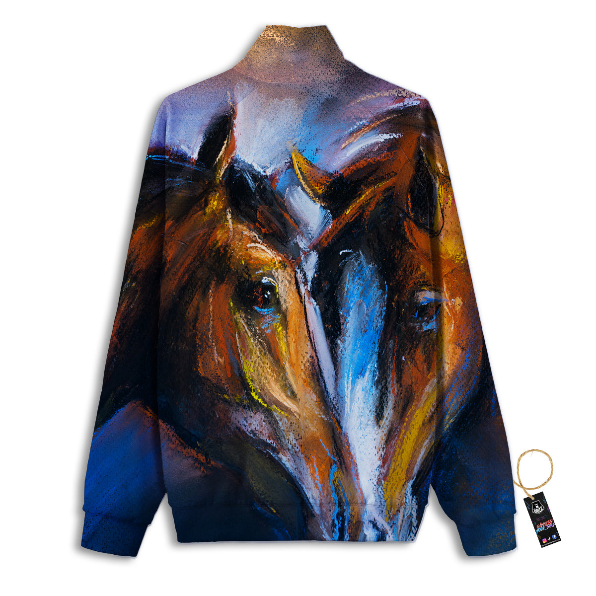 Painting Couple Horses Print Track Jacket-grizzshop