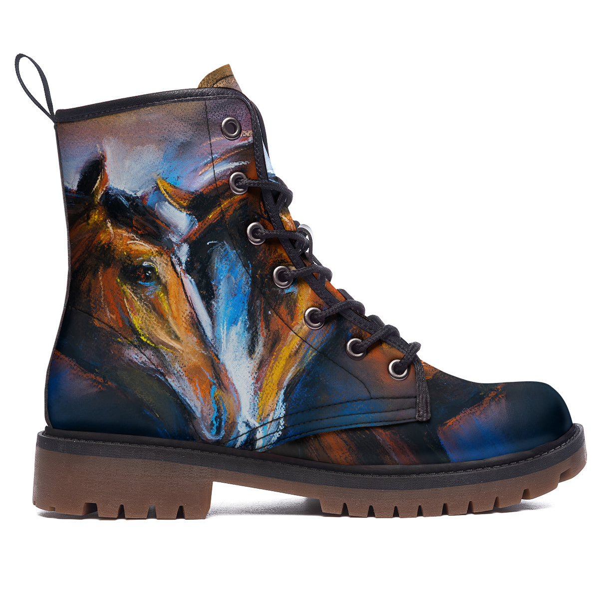 Painting Couple Horses Print Work Boots-grizzshop