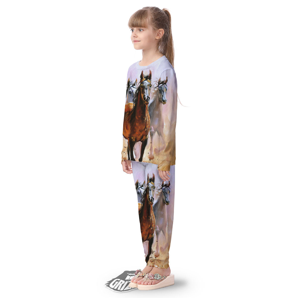 Painting Horse Vintage Print Kid's Pajamas-grizzshop