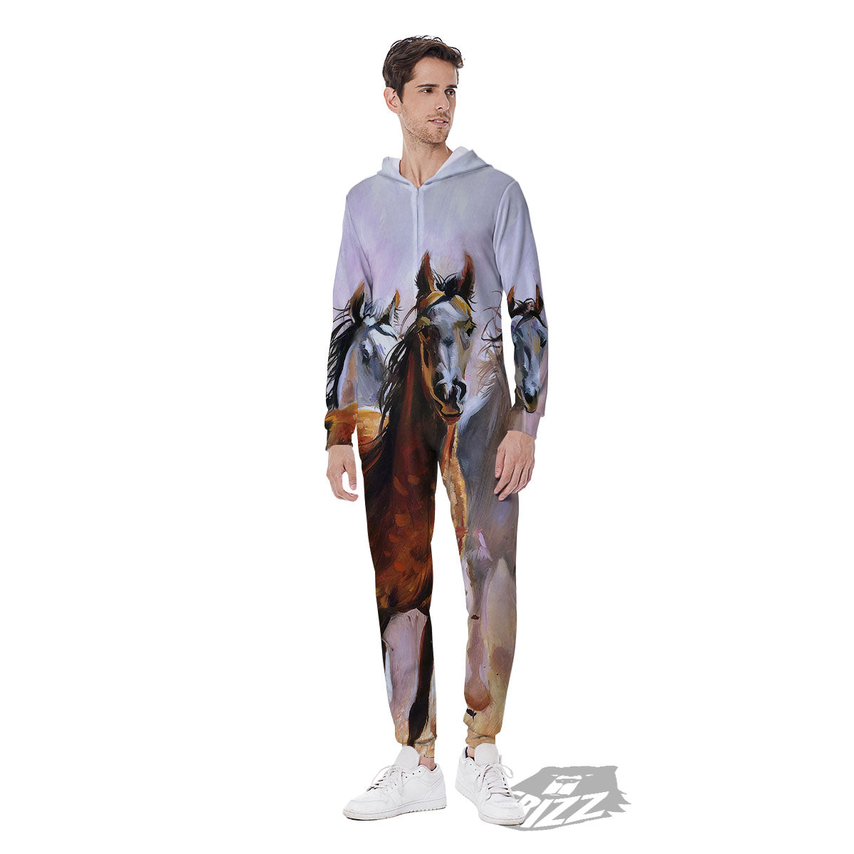 Painting Horse Vintage Print Men's Jumpsuit-grizzshop
