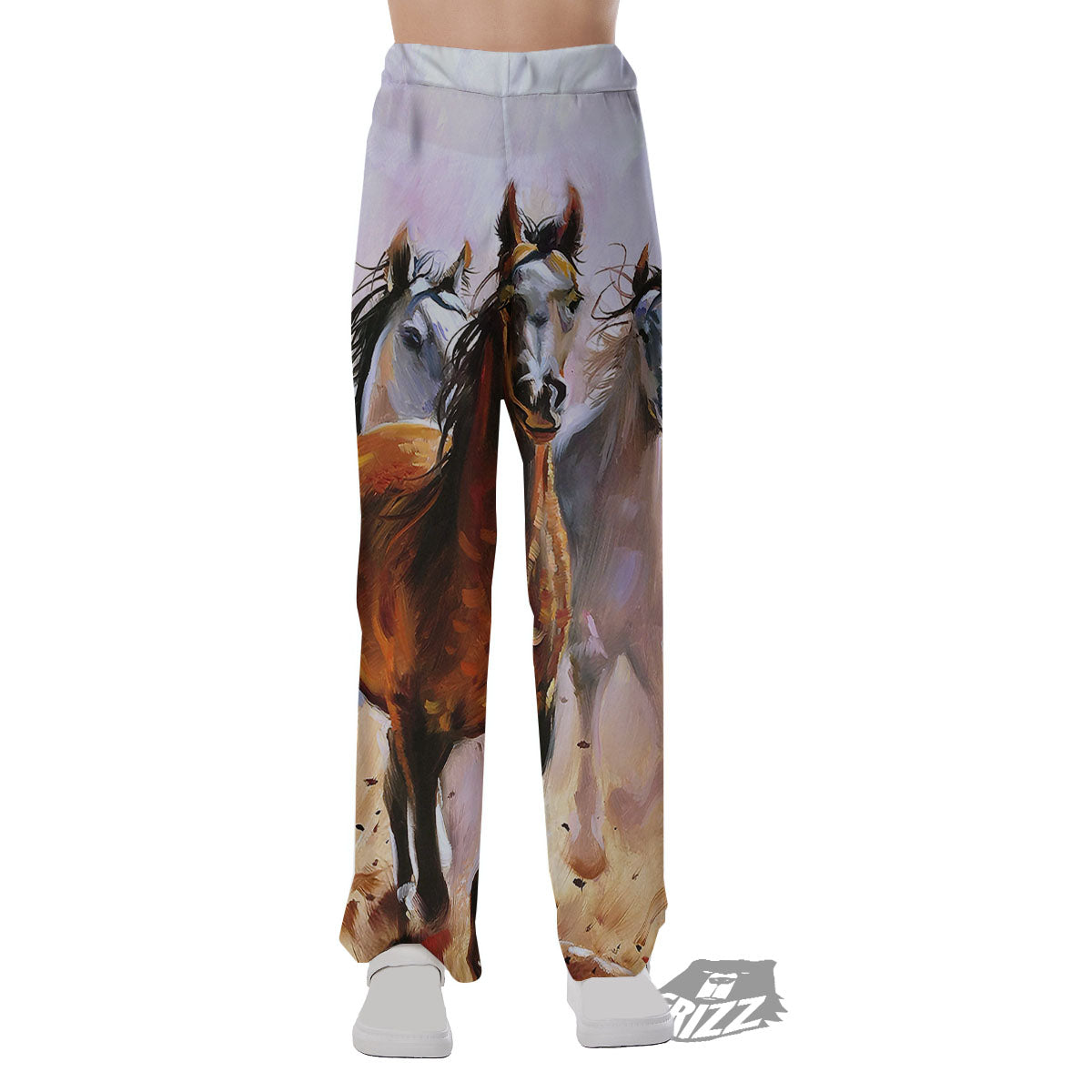 Painting Horse Vintage Print Pajama Pants-grizzshop