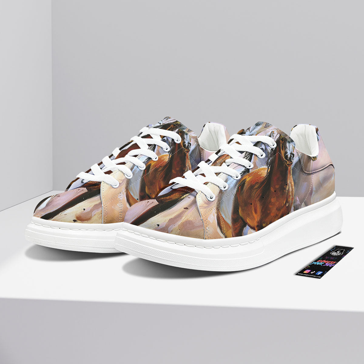 Painting Horse Vintage Print Platform Shoes-grizzshop