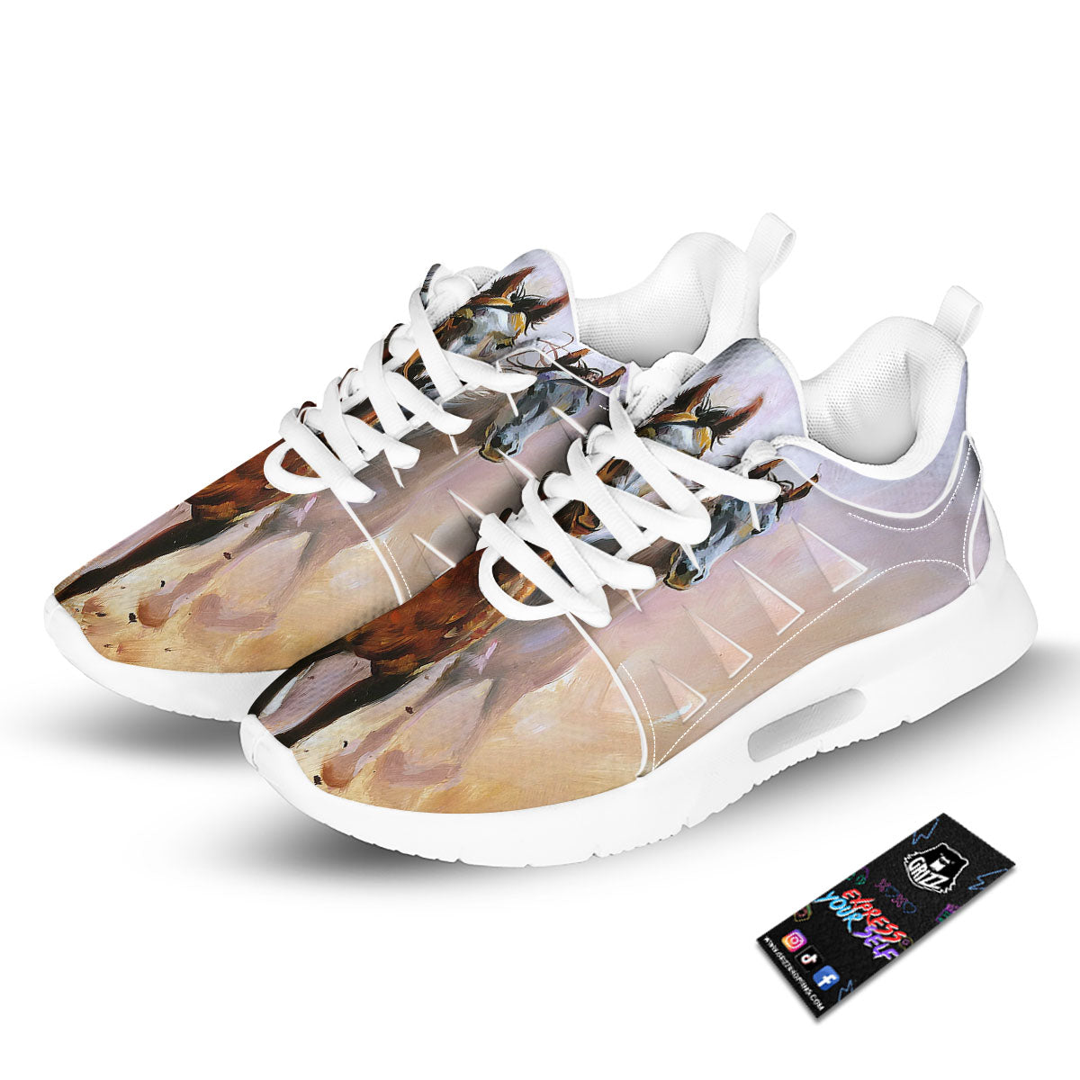 Painting Horse Vintage Print Tennis Shoes-grizzshop