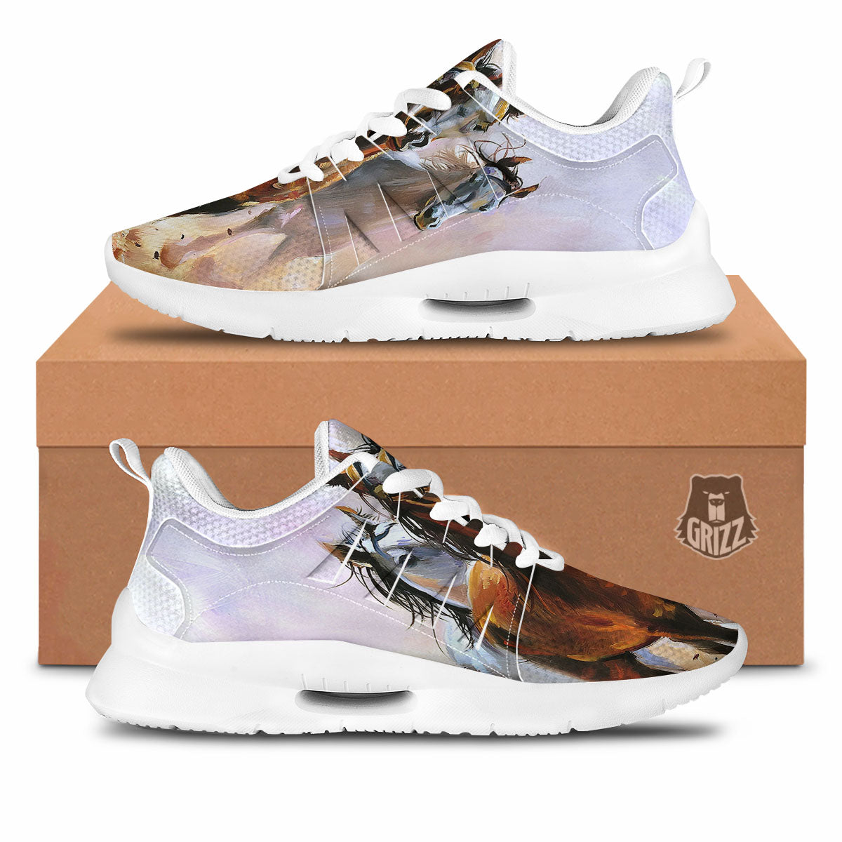 Painting Horse Vintage Print Tennis Shoes-grizzshop
