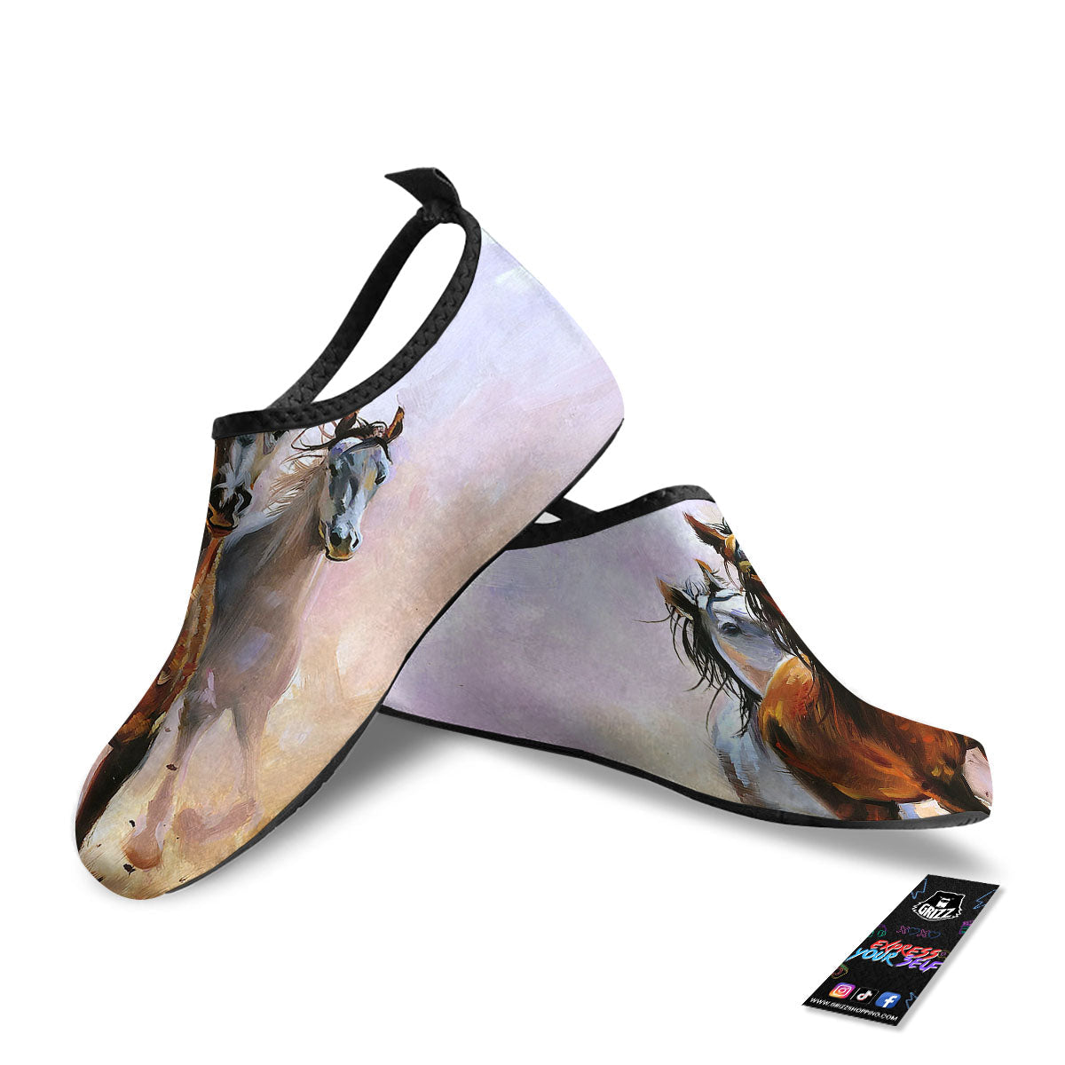 Painting Horse Vintage Print Water Shoes-grizzshop