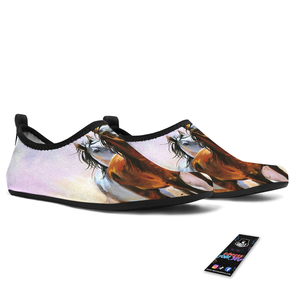 Painting Horse Vintage Print Water Shoes-grizzshop