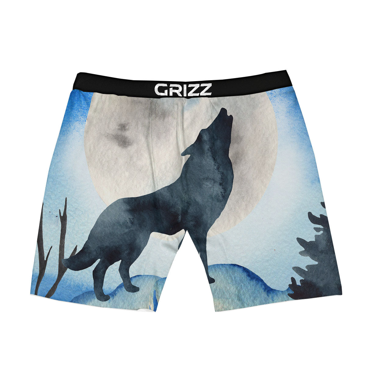 Painting Howling Wolf Snowy Print Boxer Briefs-grizzshop