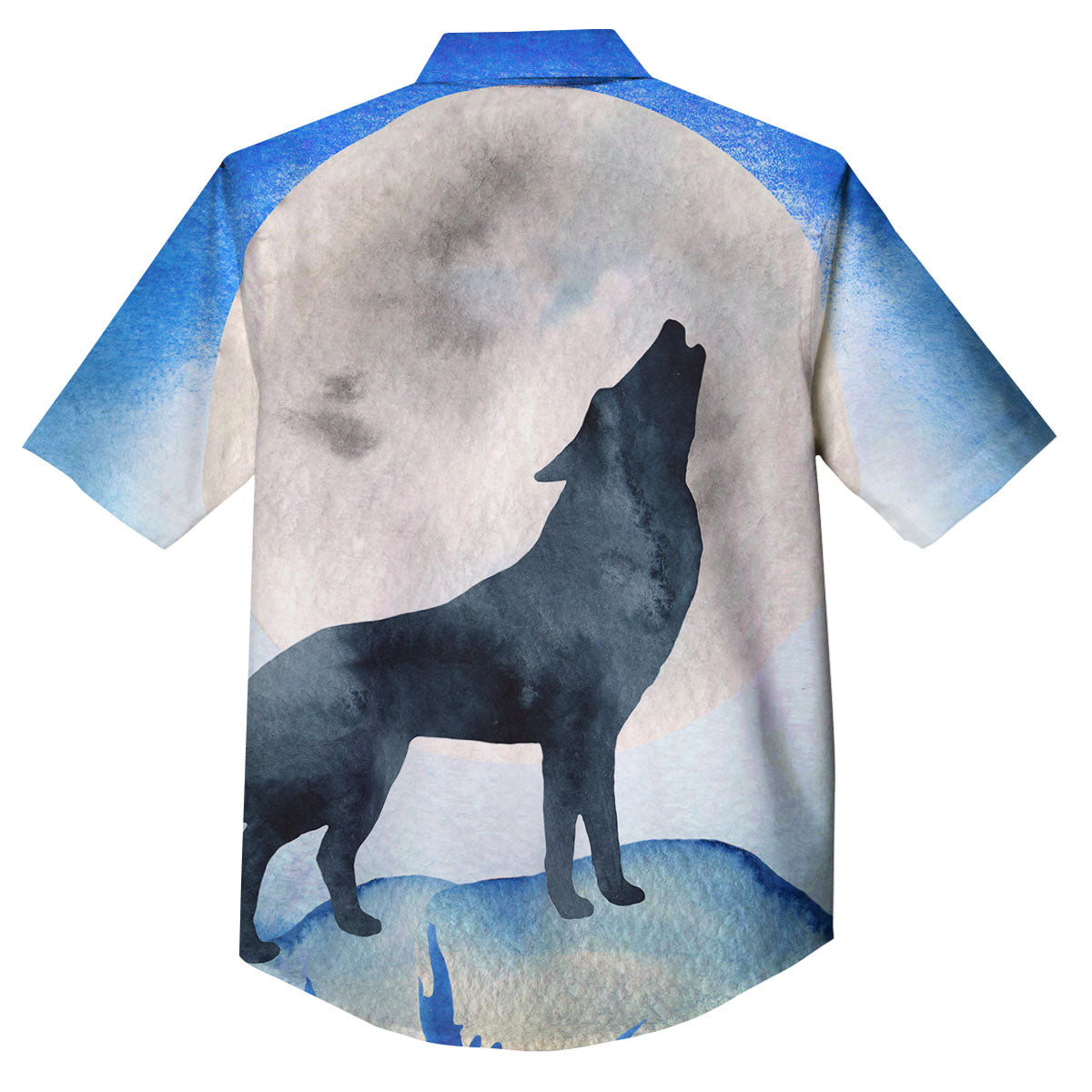 Painting Howling Wolf Snowy Print Button Up Shirt-grizzshop