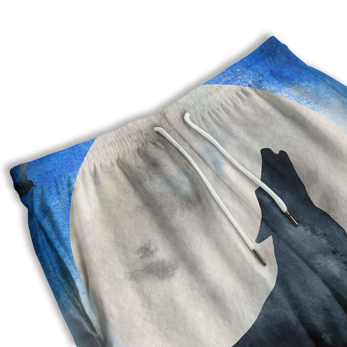 Painting Howling Wolf Snowy Print Men's Athletic Shorts