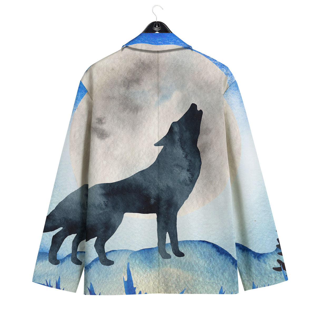 Painting Howling Wolf Snowy Print Men's Sport Coat-grizzshop