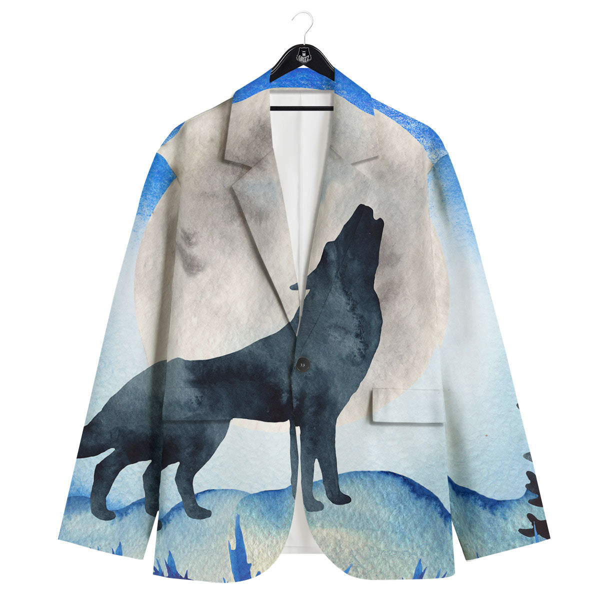 Painting Howling Wolf Snowy Print Men's Sport Coat-grizzshop