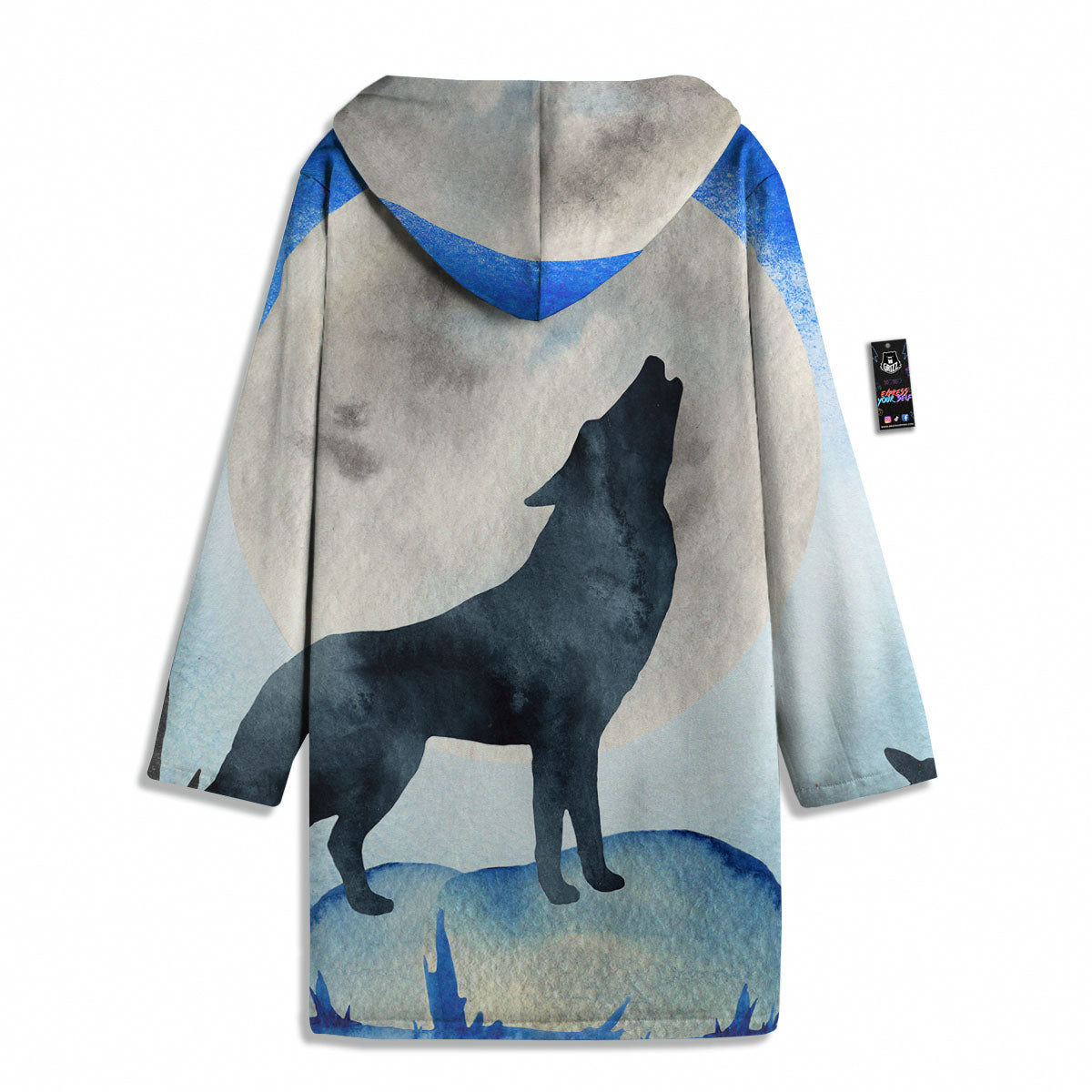 Painting Howling Wolf Snowy Print Men's Windbreaker Jacket-grizzshop