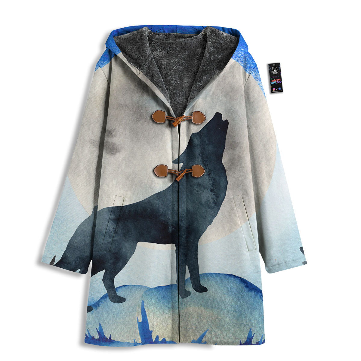 Painting Howling Wolf Snowy Print Men's Windbreaker Jacket-grizzshop