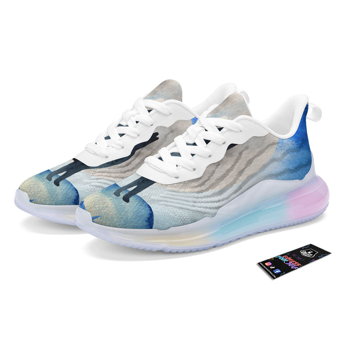 Painting Howling Wolf Snowy Print Running Sneakers-grizzshop