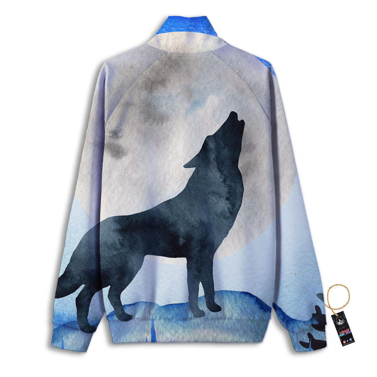 Painting Howling Wolf Snowy Print Track Jacket-grizzshop