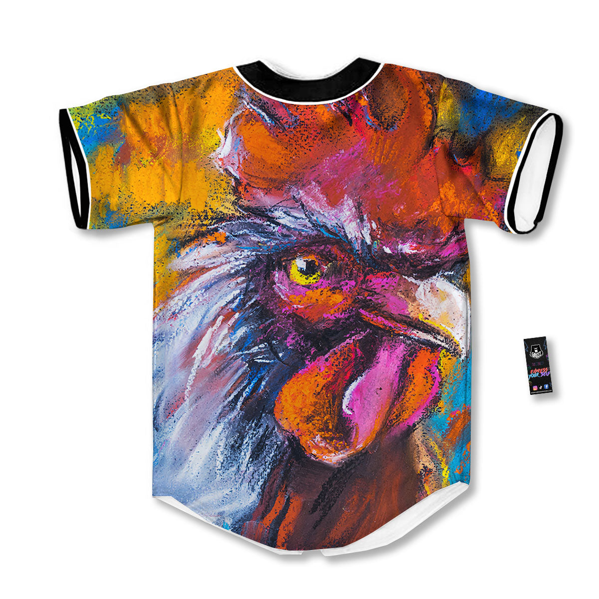 Painting Rooster Print Baseball Jersey-grizzshop