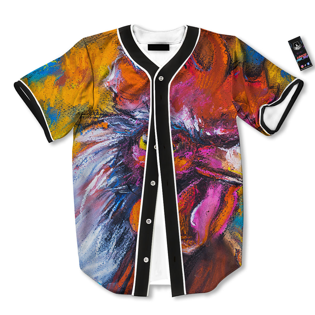 Painting Rooster Print Baseball Jersey-grizzshop