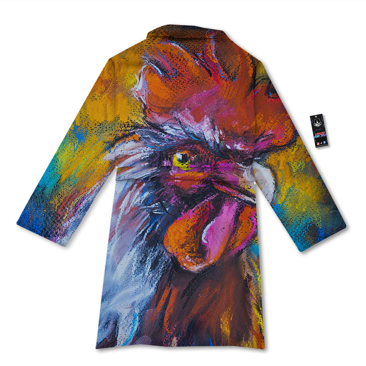 Painting Rooster Print Bathrobe-grizzshop
