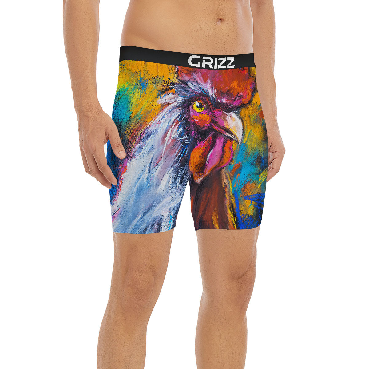 Painting Rooster Print Boxer Briefs-grizzshop