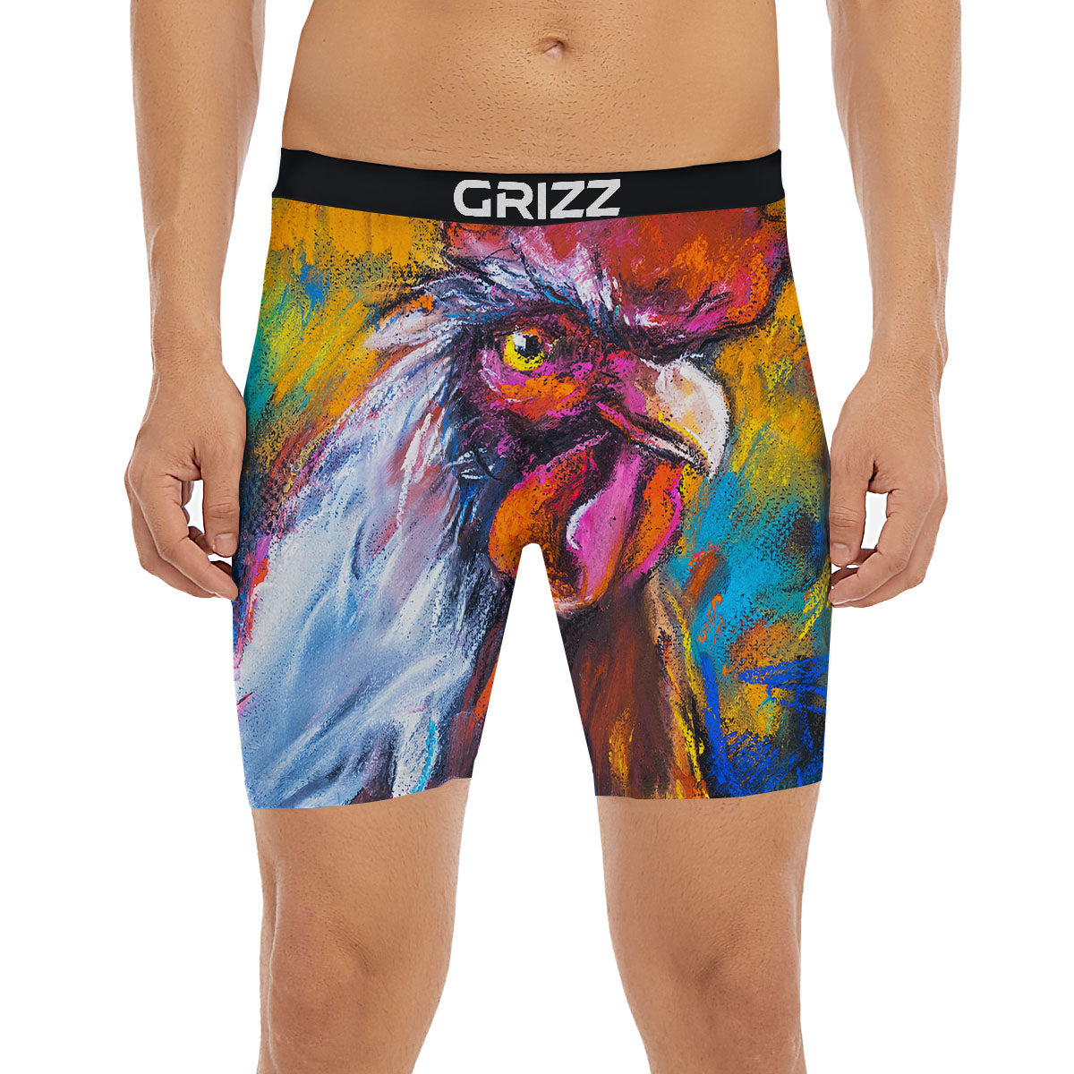 Painting Rooster Print Boxer Briefs-grizzshop