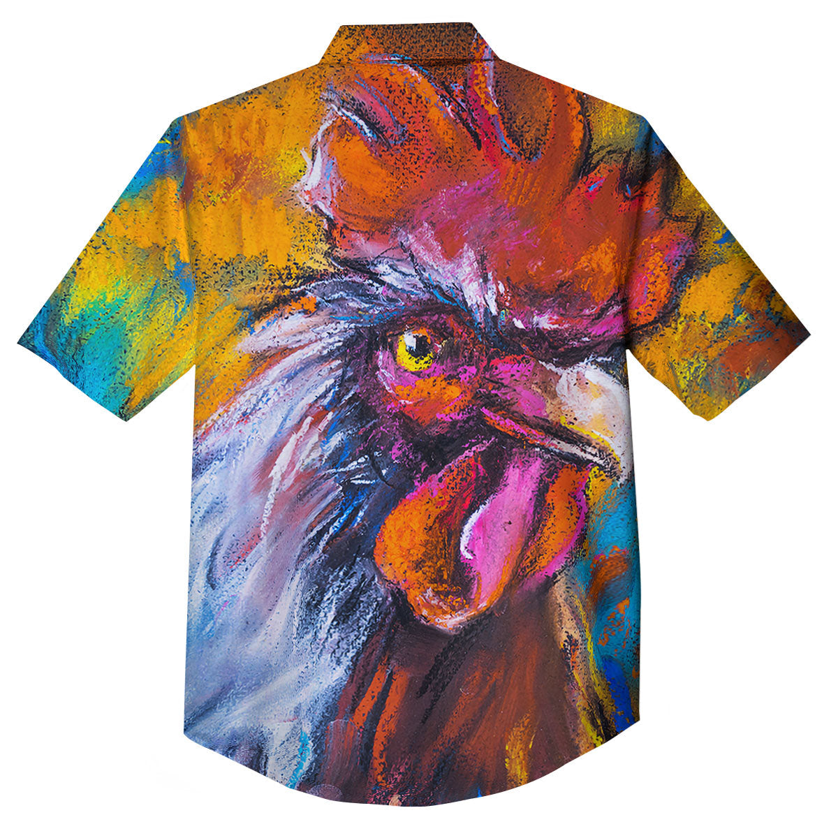 Painting Rooster Print Button Up Shirt-grizzshop