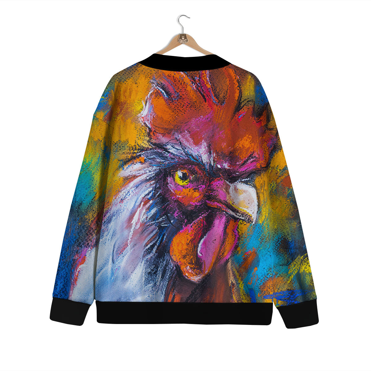 Painting Rooster Print Cardigan-grizzshop