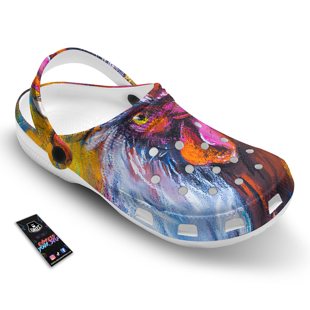 Painting Rooster Print Clog-grizzshop