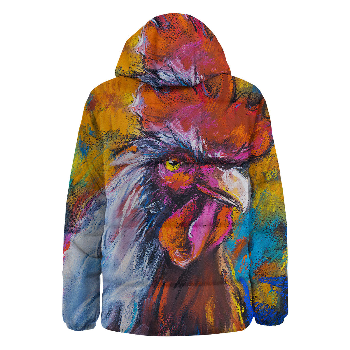 Painting Rooster Print Down Jacket-grizzshop