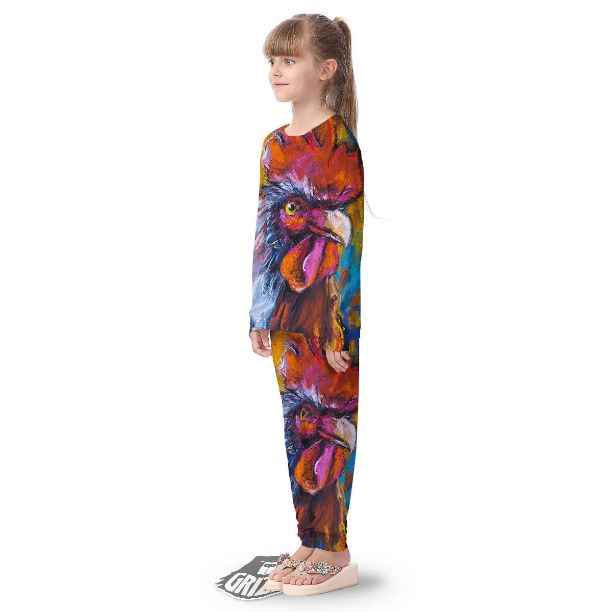 Painting Rooster Print Kid's Pajamas-grizzshop