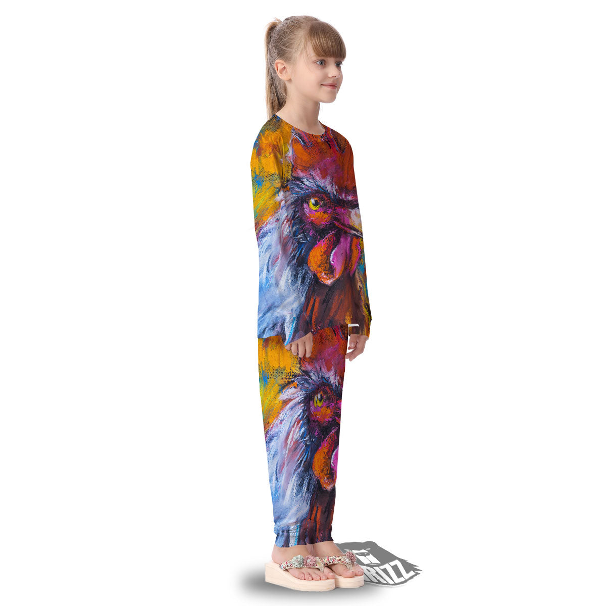 Painting Rooster Print Kid's Pajamas-grizzshop