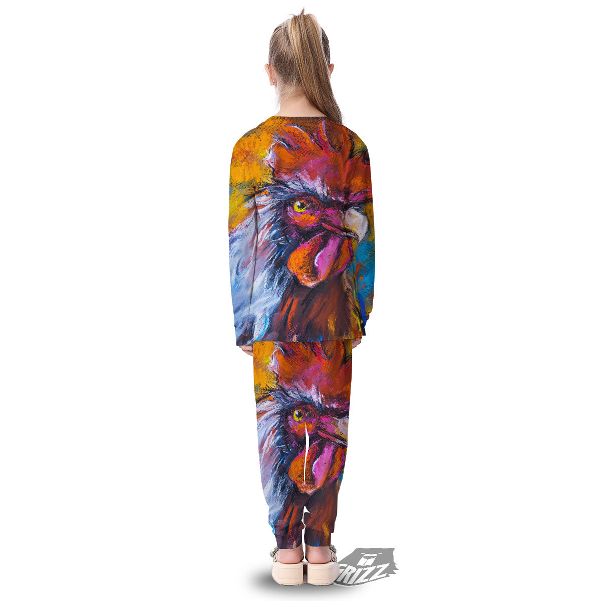 Painting Rooster Print Kid's Pajamas-grizzshop