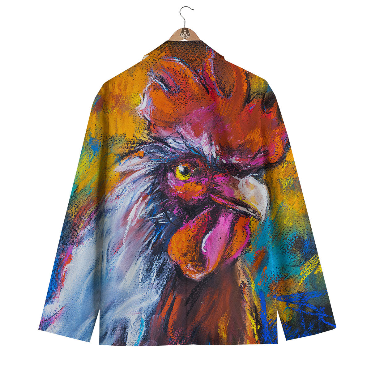 Painting Rooster Print Men's Blazer-grizzshop