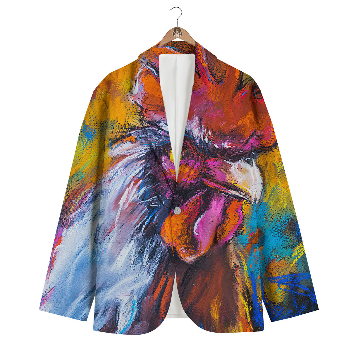 Painting Rooster Print Men's Blazer-grizzshop