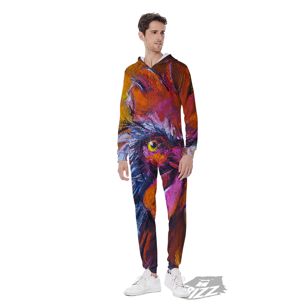 Painting Rooster Print Men's Jumpsuit-grizzshop