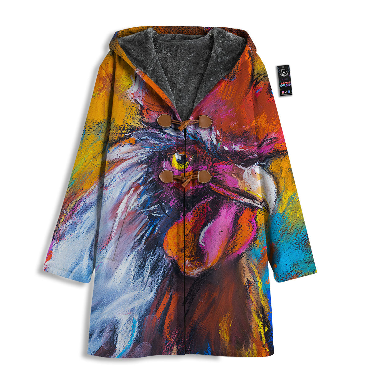 Painting Rooster Print Men's Windbreaker Jacket-grizzshop