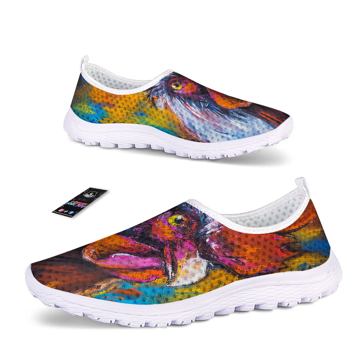 Painting Rooster Print Nurse Shoes-grizzshop