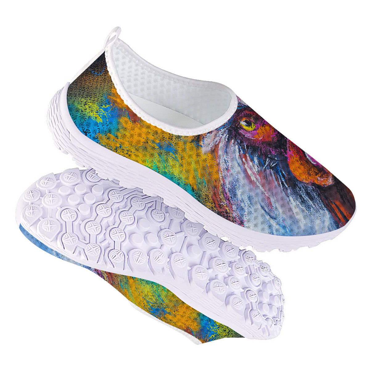 Painting Rooster Print Nurse Shoes-grizzshop