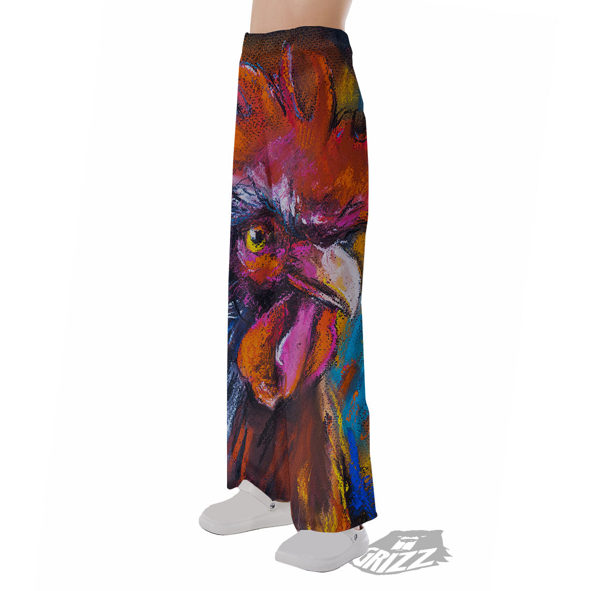 Painting Rooster Print Pajama Pants-grizzshop