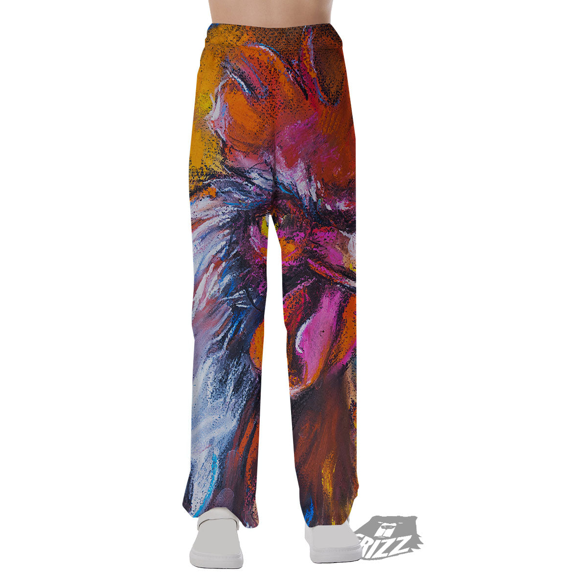 Painting Rooster Print Pajama Pants-grizzshop