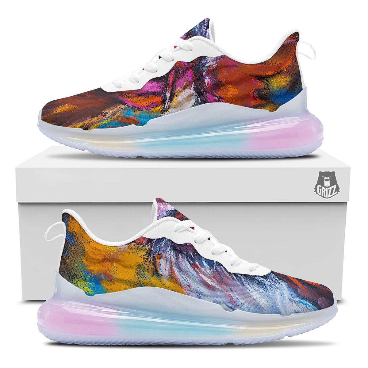Painting Rooster Print Running Sneakers-grizzshop