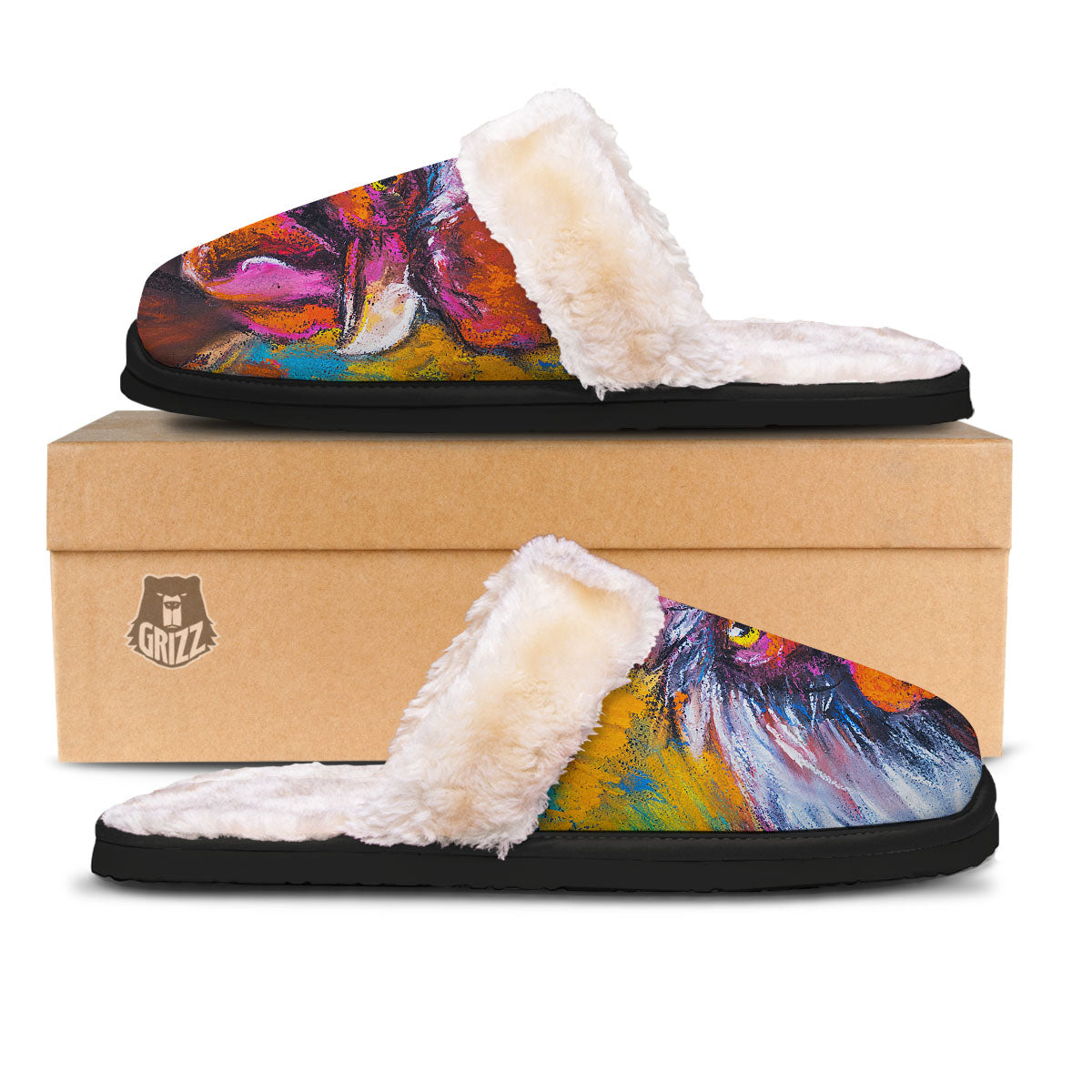 Painting Rooster Print Slippers-grizzshop